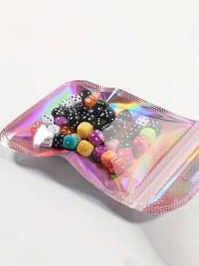 50 个自封 OPP 袋激光彩虹拉链袋可重复包装珠宝零售袋袋礼品包装袋， - 粉色 - 查看 5