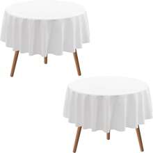 1/2 件圆桌布，天鹅绒涤纶面料，白色，防水，抗皱，适合婚礼、派对、招待会、宴会、餐桌 - 彩色 - 查看 1