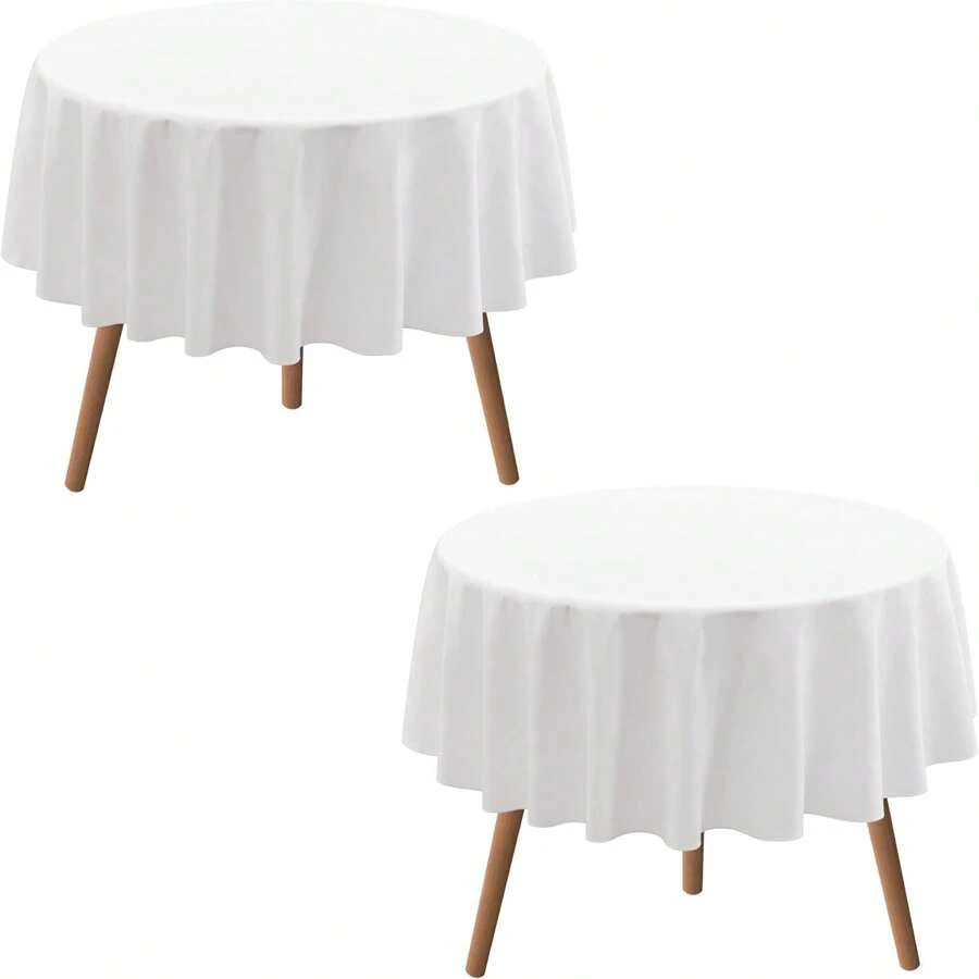 1/2 件圆桌布，天鹅绒涤纶面料，白色，防水，抗皱，适合婚礼、派对、招待会、宴会、餐桌 - 彩色 - 查看 1