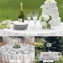 1/2 件圆桌布，天鹅绒涤纶面料，白色，防水，抗皱，适合婚礼、派对、招待会、宴会、餐桌 - 彩色 - 查看 7