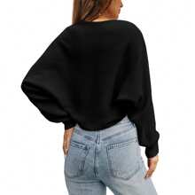 Women's Bolero Shrug Sweater 2024 Knitted Long Sleeve Open Front Cropped Cardigan Shrugs Sweaters Y2K Tops - 黑色 - 查看 2