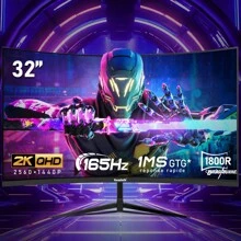 GAWFOLK Gawfolk 32 Inch Curved Gaming Monitor 165Hz, 1800R PC Monitor Full HD 1080P, Frameless Computer Monitor With Freesync And Eye Care Technology, Wall Mounted, Christmas Carnival Must-Have Gift Husband's Favorite Gift
