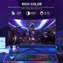 GAWFOLK Gawfolk 32 Inch Curved Gaming Monitor 165Hz, 1800R PC Monitor Full HD 1080P, Frameless Computer Monitor With Freesync And Eye Care Technology, Wall Mounted, Christmas Carnival Must-Have Gift Husband's Favorite Gift