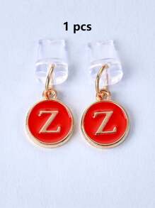 1pc White Electroplated Dust Plug Pendant With 26 English Alphabet On Both Sides, Compatible With Type C