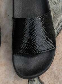 女士/男士夏季休闲拖鞋，系带人字拖，时尚，室内外穿着，个性化卡通沙滩凉鞋，舒适防滑平底拖鞋 - 黑色 - 查看 6