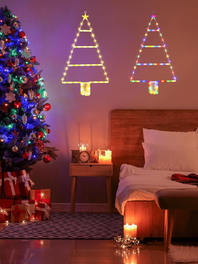 1pc Luzes de árvore de Natal / Luzes de escada / Luzes de decoração de Natal / Luzes de escada de Natal LED de 2,4 pés com 8 modos e temporizador, Luzes de Natal operadas por bateria / Luzes de árvore de escada de LED de Natal para janela, parede, jardim doméstico, decoração externa e interna