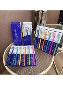 12 支 CUREBURY 智能手动牙刷，超细纤维软毛，全头设计，带盖，成人口腔护理配件，中性，耐用 - 彩色 - 查看 12