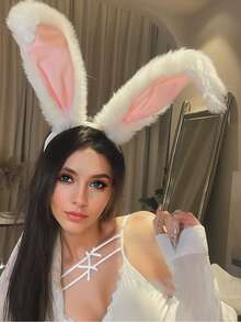 可爱毛绒大兔耳朵头带，女士时尚配饰，适合日常佩戴和派对、礼物 - 彩色 - 查看 4