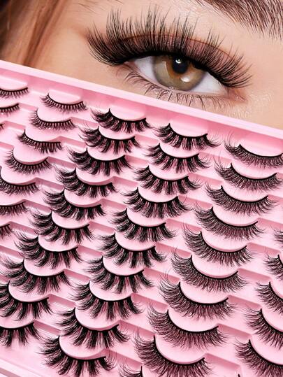 30对混合装自然交叉假睫毛，手工加长浓密卷翘睫毛，3D仿貂毛睫毛，D型弧度，化妆工具，日常生活热销产品，圣诞节礼物。假睫毛，睫毛，睫毛，假睫毛