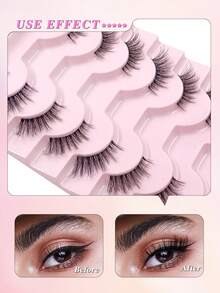 ENCHUW 8 Cặp Lông Mi Giả Trong Suốt Nửa Mi Giả Tự Nhiên Lông Mi Giả Mink Lông Mi Dài Đuôi Thích Hợp Cho Hàng Ngày - Lông mi  mắt mèo - Xem 4
