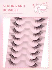 ENCHUW 8 Cặp Lông Mi Giả Trong Suốt Nửa Mi Giả Tự Nhiên Lông Mi Giả Mink Lông Mi Dài Đuôi Thích Hợp Cho Hàng Ngày - Lông mi  mắt mèo - Xem 5