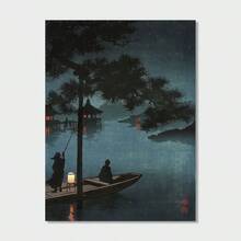 1 张帆布海报，复古印刷日本海报墙面装饰 Biwa Sea 作者 Koho 浮世绘日本插画墙面装饰礼物创意客厅墙面艺术，卧室墙面装饰，家居装饰房间，无框装饰 - 彩色 - 查看 10
