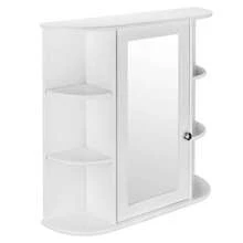 3-Tier Single Door Mirror Indoor Bathroom Wall Mounted Cabinet Shelf White - 白色 - 查看 6