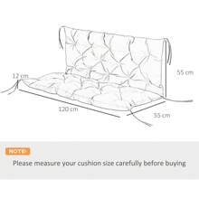 Outsunny Outsunny Garden Bench Cushion, 2 Seater Swing Chair Cushion, Seat Pad With Ties For Indoor And Outdoor Use, 110 X 120 Cm, Dark Grey