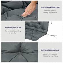 Outsunny Outsunny Garden Bench Cushion, 2 Seater Swing Chair Cushion, Seat Pad With Ties For Indoor And Outdoor Use, 110 X 120 Cm, Dark Grey