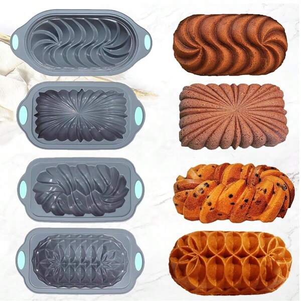 Teglia per pane in silicone da 4 pezzi per cuocere il pane, teglia per pane da forno antiaderente, perfetta per pane alla banana, pane sandwich, torta e polpettone, 6 tazze, grigio