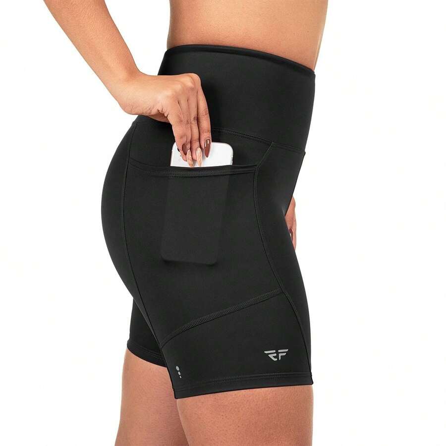 Women Sports Shorts - 黑色 - 查看 1