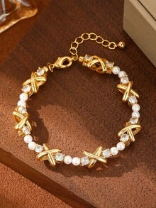 1 chiếc vòng cổ ngọc trai hình quạt cỡ lớn thời trang, vòng cổ tuyên bố thanh lịch mạ điện, có thể đeo riêng hoặc xếp chồng - Nhiều màu - Xem 12