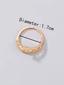 Nooxian 1 chiếc nhẫn thiết kế chòm sao bằng đá Zirconia màu vàng đơn giản dành cho phụ nữ - Vàng - Xem 6