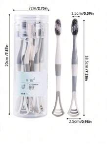 8pcs/Set Multifunctional Colorful Double-Headed Toothbrush, For Brushing Teeth And Cleaning Tongue Home Bathroom Decor Fall Decor Back To School - Multicolor - View 5