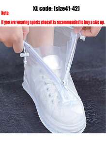 2pcs Zipper PVC Rain Shoe Covers (Please Order One Or Two Sizes Up From Your Normal Shoe Size) Anti-Slip Thick-Soled Rain Shoe Covers, Unisex Outdoor Travel Waterproof Slip-Resistant Overshoes, Back To School Supplies