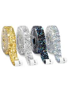 1PC 4 Hàng Dải Pha Lê Rhinestone Tự Dính, Phụ Kiện Quần Áo, Miếng Dán Trang Trí Tự Làm, Dải Kim Cương Rhinestone Tự Làm, Cho Túi Xách Điện Thoại Di Động Viền Quần Trang Sức Thủ Công Nội Thất Xe Hơi Kim Cương Pha Lê Flash Khảm - Nhiều màu - Xem 2