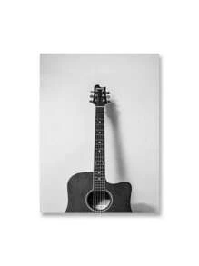 1 buc. Imprime muzicale alb-negru, retro, disc de vinil, chitară, afiș, artă de perete, pictură pe pânză, imagine nordică pentru sufragerie, decorațiuni interioare, fără cadru