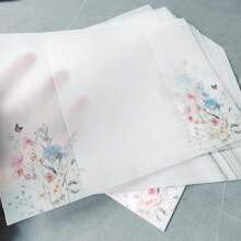 20 piezas de papel vegetal con diseños de flores y mariposas apropiados para invitaciones de boda de 5 x 7 - Rosa - Ver 5