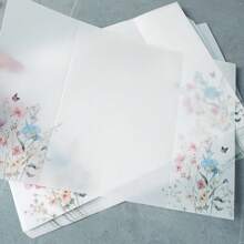 20 piezas de papel vegetal con diseños de flores y mariposas apropiados para invitaciones de boda de 5 x 7 - Rosa - Ver 7