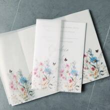 20 piezas de papel vegetal con diseños de flores y mariposas apropiados para invitaciones de boda de 5 x 7 - Rosa - Ver 6