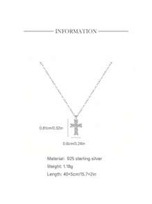 1 pieza Collar con colgante de mini cruz de plata de ley 925 para mujeres, cadena de clavícula de cristal de circonita delicada, pequeño y único, regalo para la novia