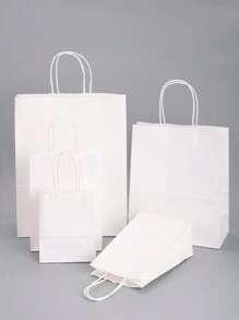 10pcs Multicolor Gift Bags With Handles, Kraft Paper Party Bags Suitable For Christmas Parties, Weddings, Birthdays, Celebrations, Parties, DIY, 5 Sizes - White - View 5