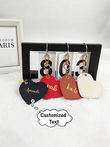 Customized Colorful Heart-Shaped Leather Keychain, Distinctive Car Pendant,Bag Charm Suitable For Daily Use As Accessory Decoration, Ideal Gift For Family And Friends