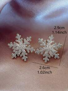 1 对个性化优雅奢华雪花玻璃镶嵌圣诞时尚女士耳环