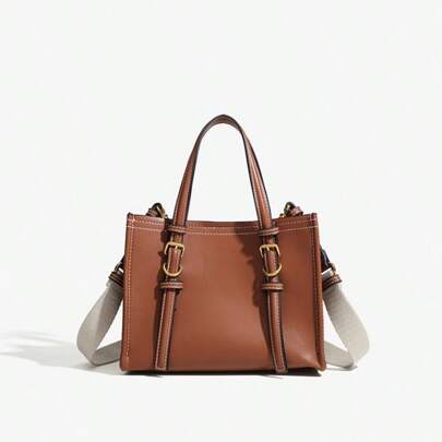 Autumn New Women's Bag Mini Dark Brown Handbag Shoulder Bag Stitching Casual Versatile Cross-Body Bag