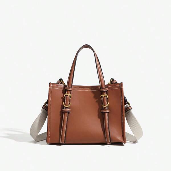 Autumn New Women's Bag Mini Dark Brown Handbag Shoulder Bag Stitching Casual Versatile Cross-Body Bag