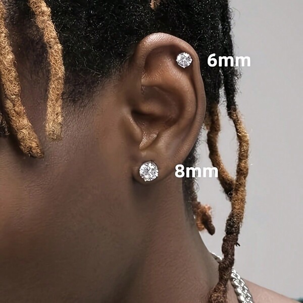 2 pares de brincos de clipe magnético de aço inoxidável da moda para mulheres e homens, brincos de pino com clipes de orelha magnéticos sem piercing, adequados para uso diário, acessórios de joias de decoração de pino de orelha 6 mm 8 mm