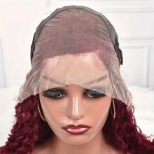99j Burgundy Lace Front Wigs Human Hair 28 Inch Deep Curly Lace Front Wigs Human Hair Pre Plucked Red Curly Human Hair Wig 13x4 HD Colored Frontal Glueless Wet And Wavy Curly Wig - Burgundy - View 7