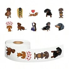 500 张腊肠犬贴纸卷装 | 乙烯基美学贴纸，适用于剪贴簿、日记本、笔记本电脑、保险杠、滑板、水瓶、电脑、手机、卡通、安全帽、汽车贴纸 - 彩色 - 查看 4