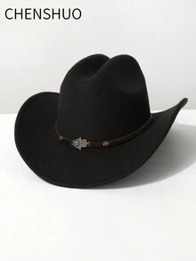 1pc Women's Solid Color Faux Wool Material, Hand-Woven Decoration, Western Cowboy Hat, Jazz Hat, Panama Hat, Suitable For Music Festival, Western Cowboy Theme Events, Retro Parties, Costume Plays, Fashion Shows, Festivals, Birthdays, Stage Performances, And Daily Wear - Top Hat - View 7