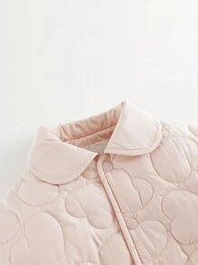 MARC&JANIE Young Girl Heart Quilted Snap Button Front Coat - Baby Pink - View 9