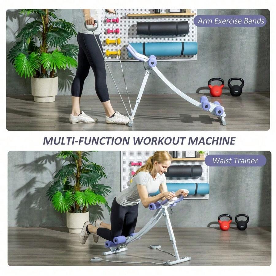Soozier Foldable Ab Machine, Ab Workout Equipment With Resistance Bands