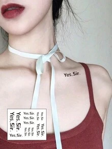 4 hình xăm tạm thời vui nhộn, cụm từ tiếng Anh màu đen "Mr" Hình xăm giả, miếng dán hình xăm chống thấm nước lâu dài, thích hợp cho thời gian lãng mạn với người yêu - màu đen - Xem 3