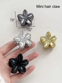 4 件装高端 UV 镀金属色 Y2K 风格花爪发夹，小尺寸哑光饰面，适合海滩和度假，秋冬季 - 彩色 - 查看 4