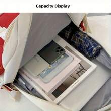 Large Capacity Student Bag, Multiple Pocket Preppy Backpack Travel Backpack, Nylon Backpack For Men And Women - Black - View 2