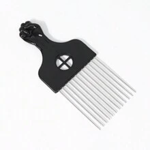 1 pièce Peigne afro en métal poing noir, peigne africain, accessoire de coiffure, outil de coiffure (Halloween, costume de fête, déguisement, festival, bandeau, Halloween, rentrée scolaire, accessoires de voyage, accessoires de cheveux pour femmes)