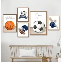 1pc Wall Arts Posters Optional Frame Modern Frameless Football Basketball Baseball Golf Sport Wall Art Canvas Painting Poster Pictures Room Decor Teen Room Decoration - Multicolor - View 3