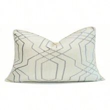 1pc Luxury Geometric Stripe Jacquard Pillow Cover - High-Density Polyester Cushion Case With Precision Woven Patterns - Available In 18x18in (45x45cm) & 20x20in (50x50cm) For Sofa/Living Room/Hotel/Bedroom Decor (Insert Not Included)