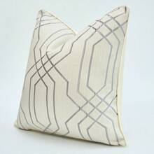 1pc Luxury Geometric Stripe Jacquard Pillow Cover - High-Density Polyester Cushion Case With Precision Woven Patterns - Available In 18x18in (45x45cm) & 20x20in (50x50cm) For Sofa/Living Room/Hotel/Bedroom Decor (Insert Not Included)