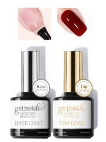 3 PEÇAS Gel Base, Top e Construtor sem Enxaguar - Acabamento Brilhante e Longa Duração, Gel para Lâmpada de Unhas Removível a Remover para DIY em Casa e Salão de Beleza